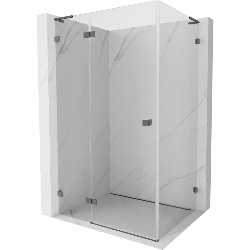MEXEN/S - Lunar L sprchový kút dvere krídlové ľavá 100 x 90, transparent, grafit kartáčovaná 834L-100-090-66-00-L