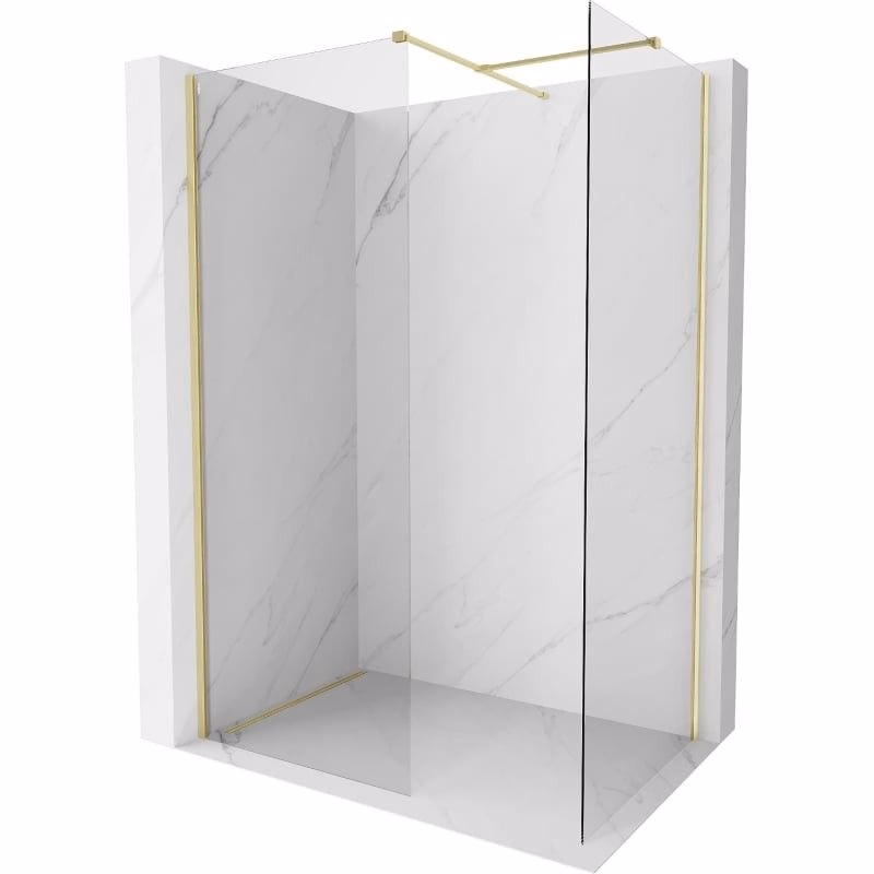 MEXEN/S - Kyoto-X Sprchová zástena WALK-IN 90 x 80, transparent 10 mm, zlato kefovaná 800-090-202-55-00-080-X