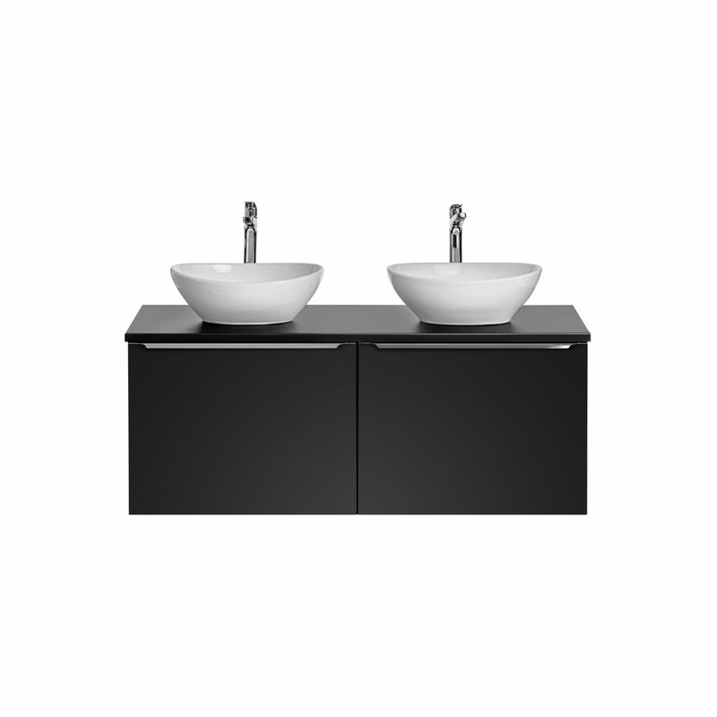 ArtCom Kúpeľňová skrinka s umývadlom a doskou SANTA FE Black DU120/2 | 120 cm