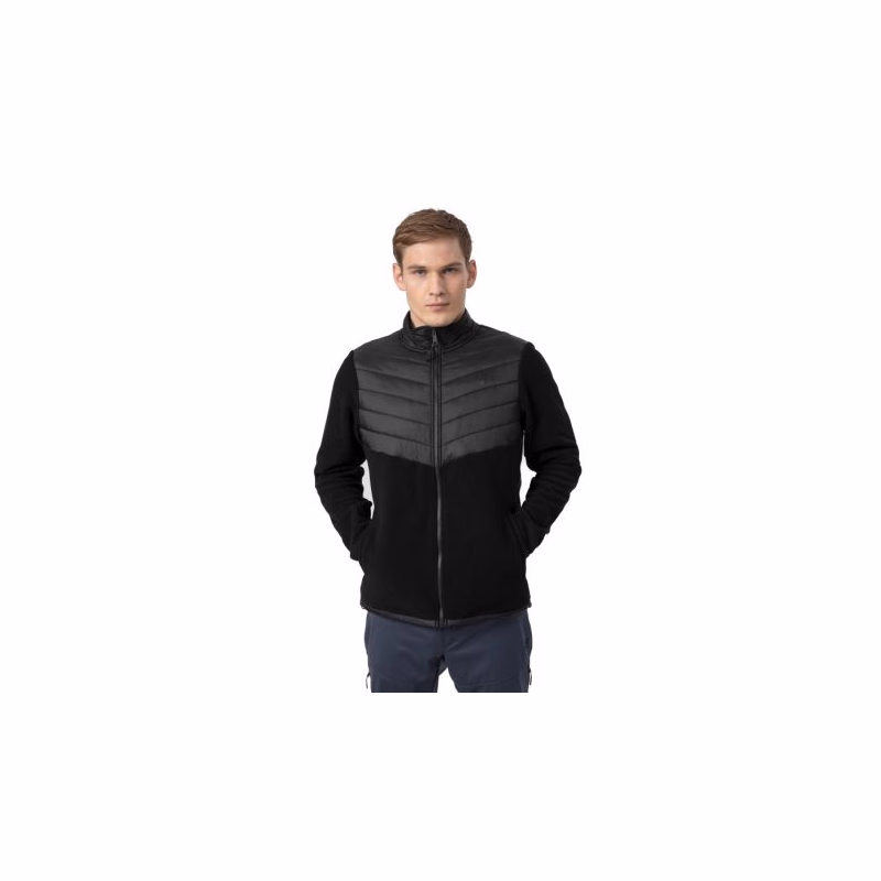 Pánska turistická flisová mikina so zipsom 4F MENS FLEECE PLM014A-20S-DEEP BLACK