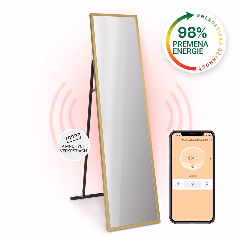 Klarstein La Palma 900 smart, infračervený ohrievač, 40 x 160 cm, 900 W, zrkadlový stojan