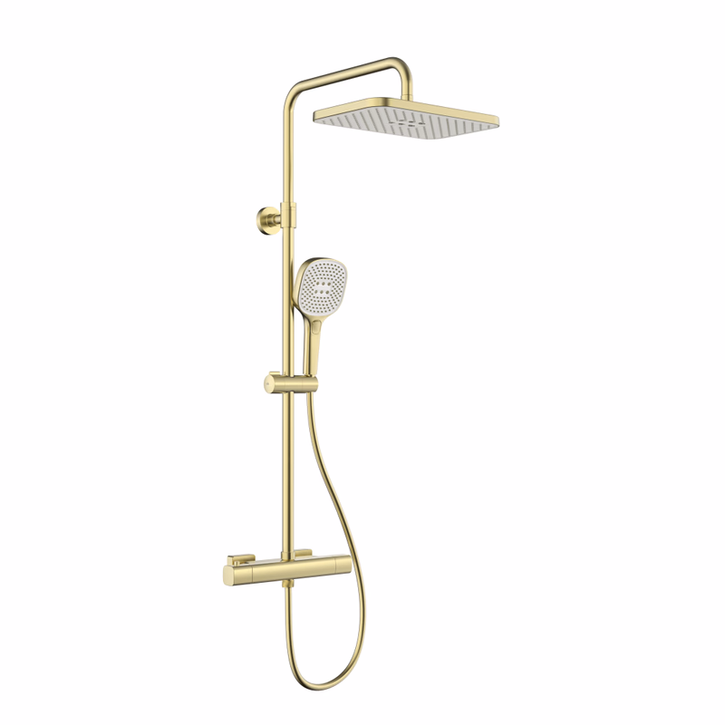 KFA - Malaga sprcha s termostatickou batériou, dažďová, nástenná, PVD brushed gold 5756-910-31