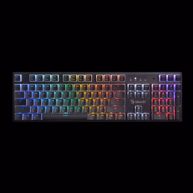 A4tech Bloody Podsvietená mechanická herná klávesnica S510R, Blue Switch, Pudding, USB, CZ, čierna
