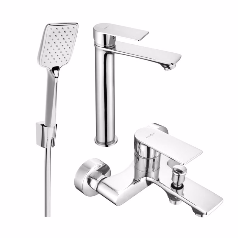 MEXEN/S - Royo R62 Set umývadlové a vaňové batérie s príslušenstvom, chróm 72213R62-00