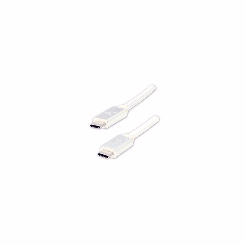 Logo USB kábel (3.2 gen 1), USB C samec - USB C samec, 2m, 5 Gb/s, 5V/3A, biely, box, nylonové opletenie, hliníkový kryt konektora,