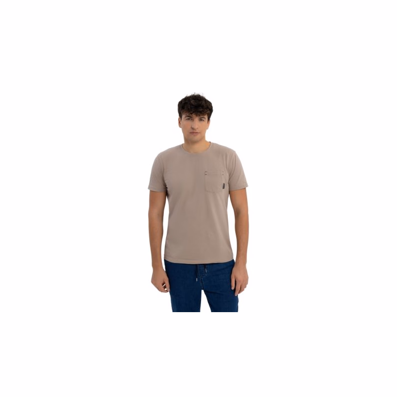 Pánske tričko s krátkym rukávom VOLCANO TM-SVEN-BEIGE