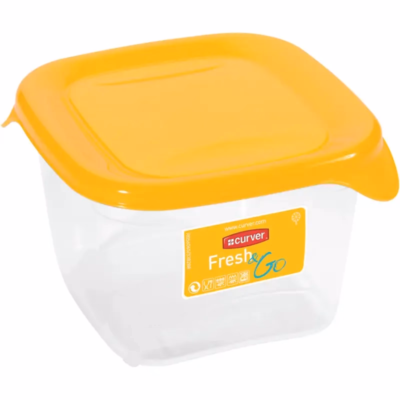 Štvorcová nádoba na potraviny. Fresh&Go 182243 žltá/trans