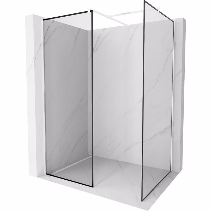 MEXEN/S - Kioto Sprchová zástena Walk-in 100 x 70, čierny vzor, biela 800-100-202-20-70-070