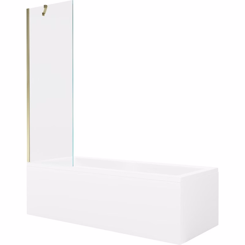 MEXEN/S - Cubik obdĺžniková vaňa 150 x 70 cm s panelom + vaňová zástena 60, transparent, zlatá 550315070X9506000050