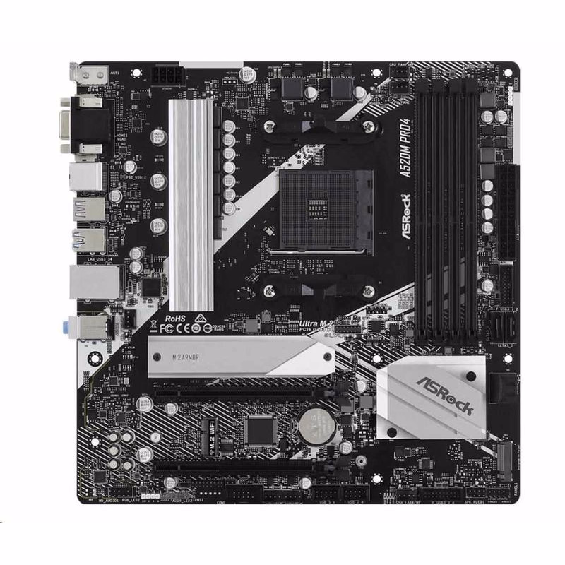 ASRock MB Sc AM4 A520 PRO4, AMD A520, 4xDDR4, HDMI, DP