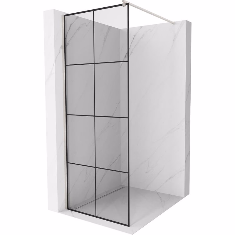 MEXEN/S - Kioto Sprchová zástena WALK-IN 70 x 200, čierny vzor 8 mm, nikel kefovaná 800-070-101-97-77