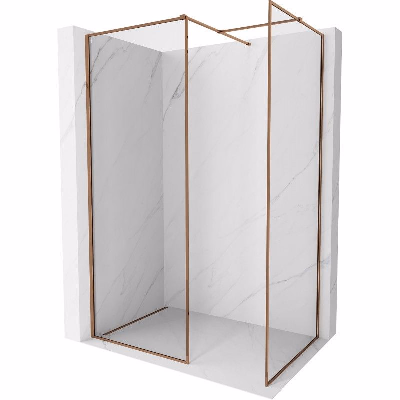 MEXEN/S - Kyoto-F Sprchová zástena WALK-IN s rámom 135 x 80, transparent 8 mm, ružové zlato 800-135-202-04-60-080