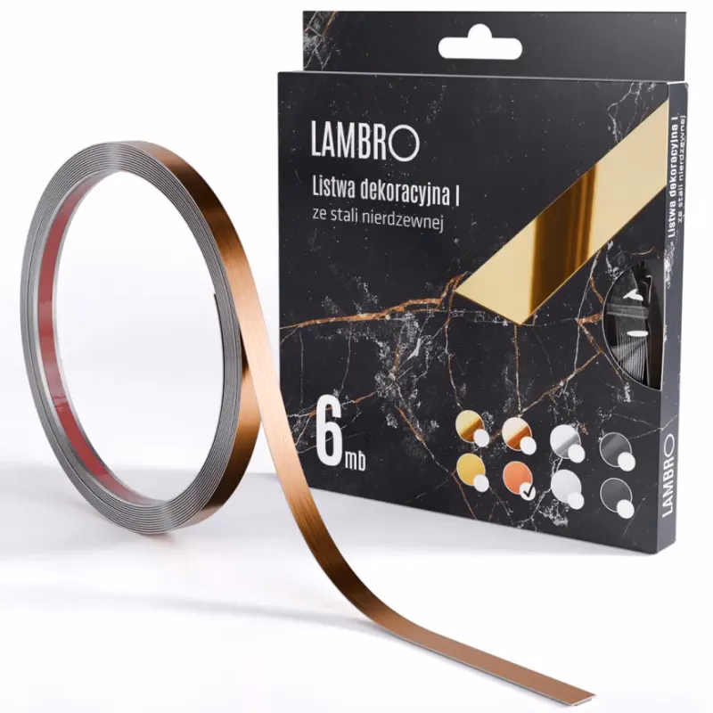 Samolepiaca dekoratívna lišta v rolke 1 cm medená 6 bm mat
