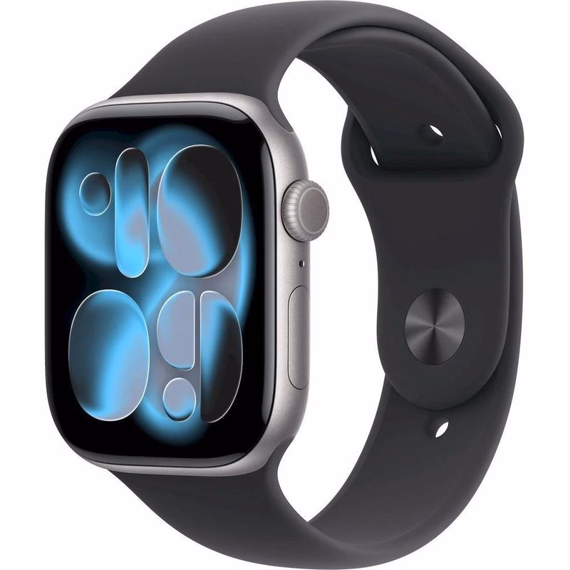 Apple Watch Series 11 GPS + Cellular 46mm Space Grey Aluminium Case with Black Sport Band - M/L