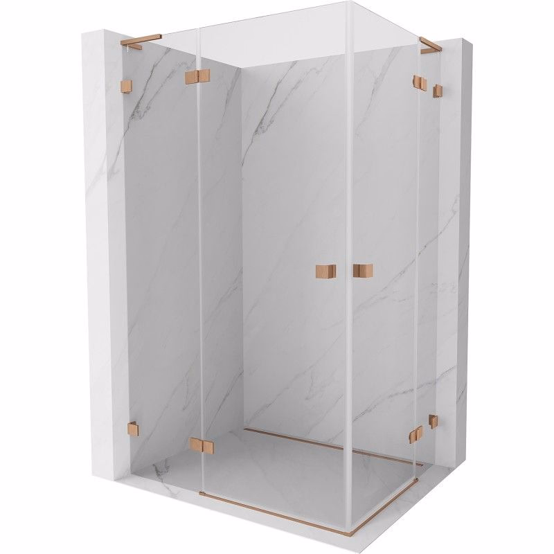MEXEN/S - Lunar L Duo sprchový kút dvere krídlové 90 x 70, transparent, meď kartáčovaná 834L-090L-070P-65-00