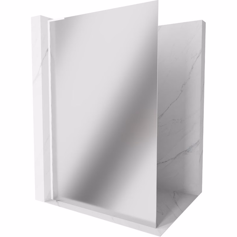 MEXEN/S - Kioto L Sprchová zástena WALK-IN 80 x 200, zrkadlové sklo, biela 800-080-103-20-50