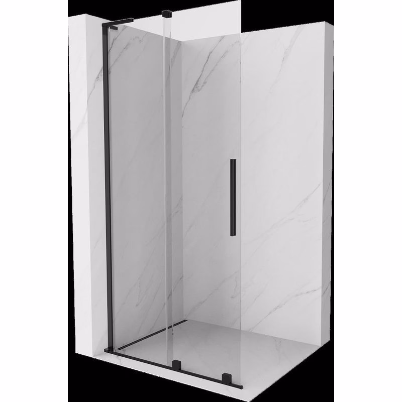 MEXEN/S - Velar L Sprchová zástena posuvná Walk-in 110 x 200, transparent 8 mm, čierna 871-110-003-03-70