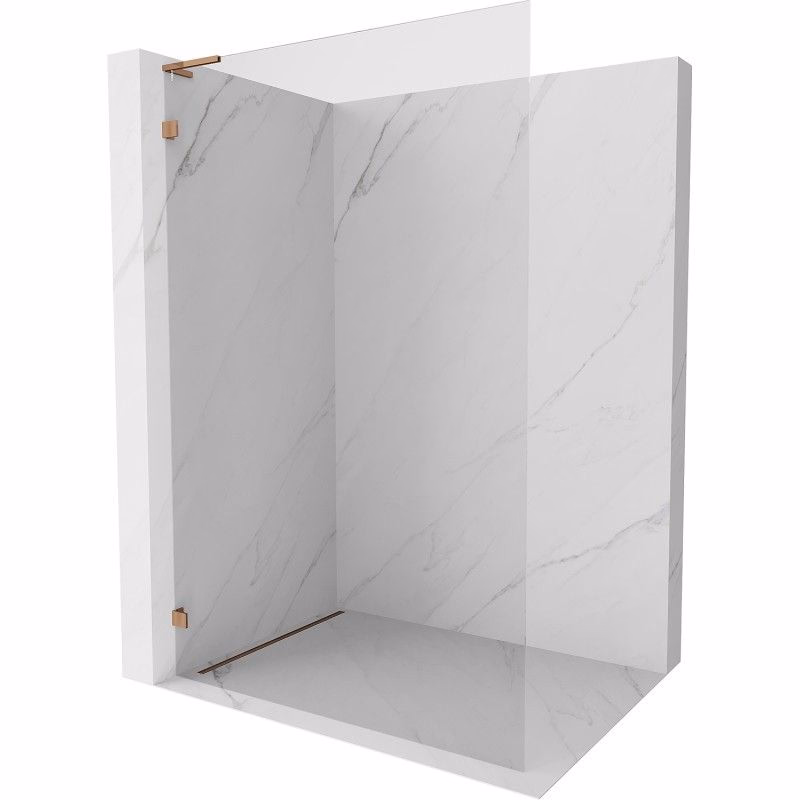 MEXEN/S - Lunar L Sprchová zástena WALK-IN ľavá 100 x 200, transparent 8 mm, ružové zlato 830L-100-000-60-00-L
