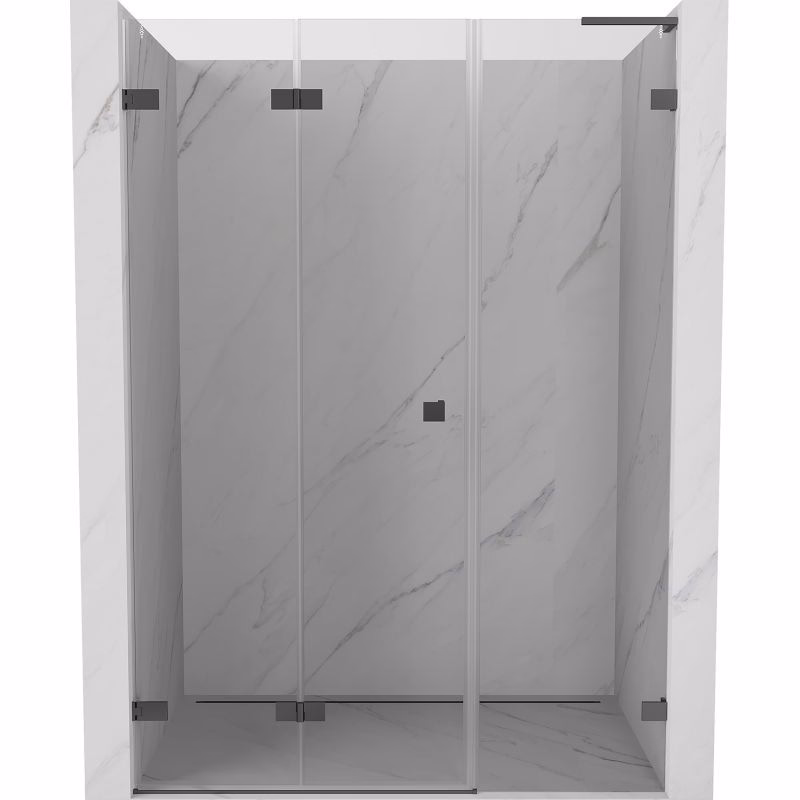 MEXEN/S - Lunar-F L skladacie sprchové dvere ľavé 125, transparent, grafit metal 836SL-125-050-95-00-L