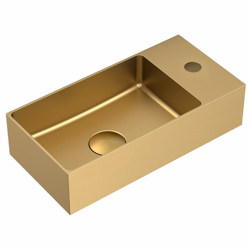 SAPHO - AURUM nerezové umývadlo, 36,5x18cm, vrátane výpuste, ľavé/pravé, zlato mat AU204