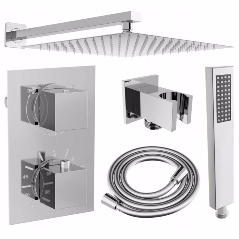 MEXEN/S MEXEN/S - Cube DR02 podomietkový sprchový SET + slim sprcha 30, chróm 77502DR0230-00