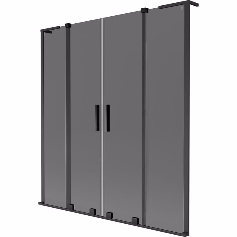 MEXEN/S - Velar L Duo dvojkrídlová posuvná vaňová zástena 150 x 150, grafit, čierna 896-150-003-42-70