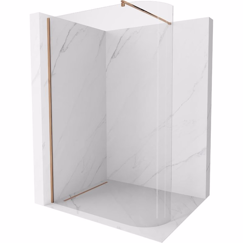 MEXEN/S - Kioto Sprchová zástena WALK-IN zaoblená 120 x 200, transparent 8 mm, růžové zlato 800-120-101-60-06