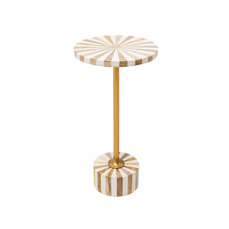Domero príručný stolík zlatý/biely 25cm