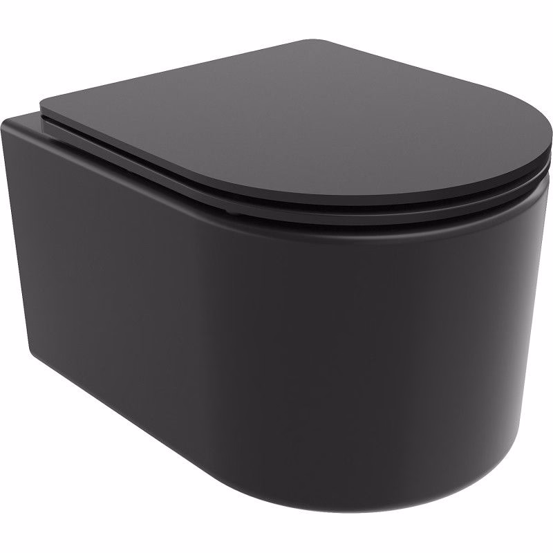MEXEN/S - Sofia Závesná WC misa Rimless Tornado vrátane sedátka s slow slim, duroplast, čierna mat 30541085T