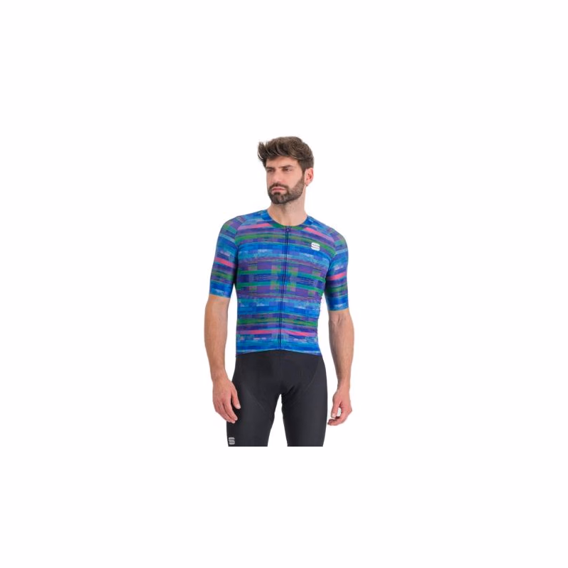 Pánsky cyklistický dres s krátkym rukávom SPORTFUL Glitch bomber jersey, multicolor blue