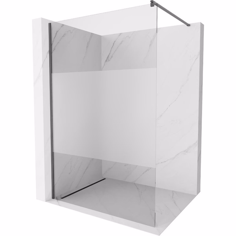 MEXEN/S - Kioto Sprchová zástena WALK-IN 120 x 200, transparent/dekor 8 mm, grafit kartáčovaná 800-120-101-66-35