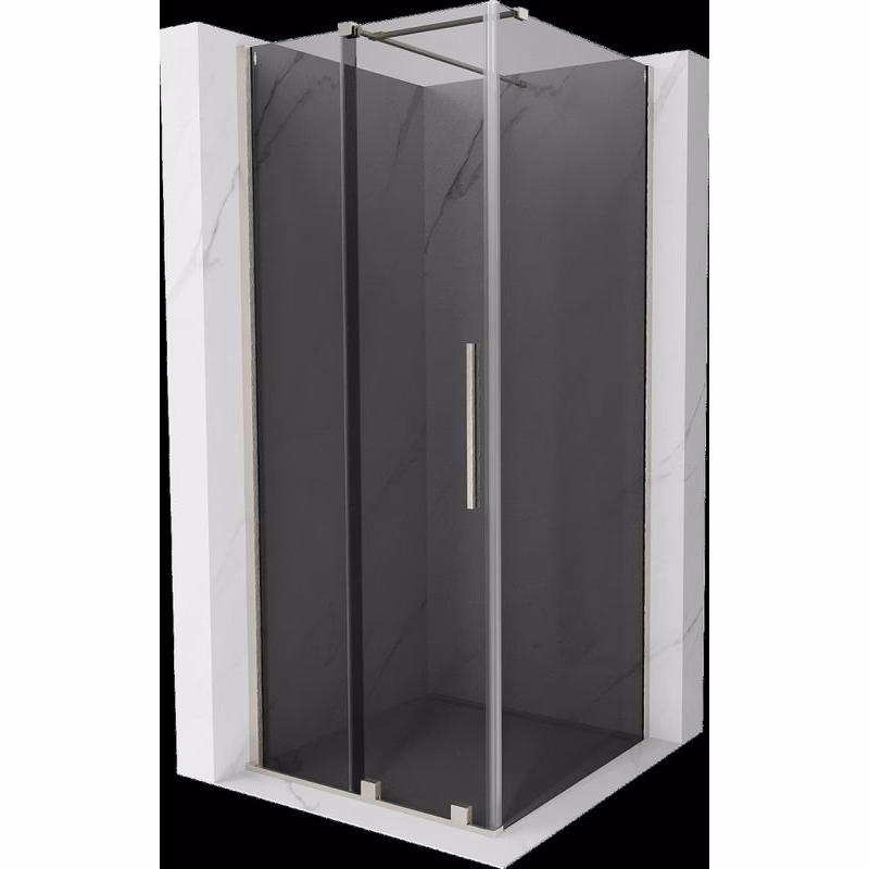 MEXEN/S - Velár sprchovací kút, posuvné dvere 90 x 90, grafit, nikel kartáčovaný 871-090-090-41-97