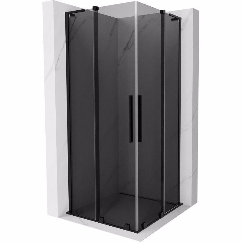 MEXEN/S - Velar L Duo sprchovací kút, posuvné dvere 90 x 90, grafit, čierna 871-090-090-02-43-70