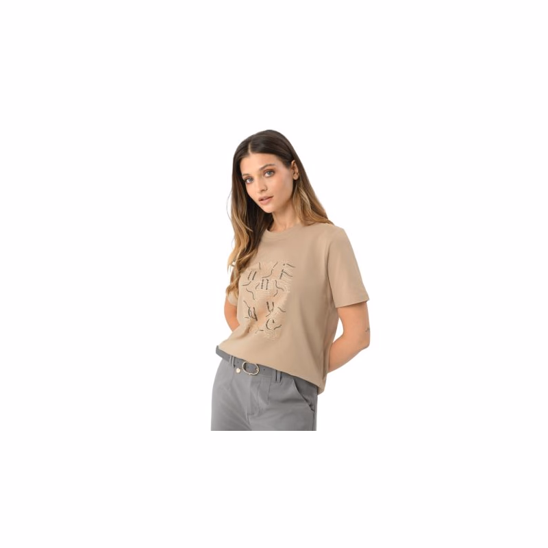 Dámske tričko s krátkym rukávom VOLCANO T-UNIQ-BEIGE