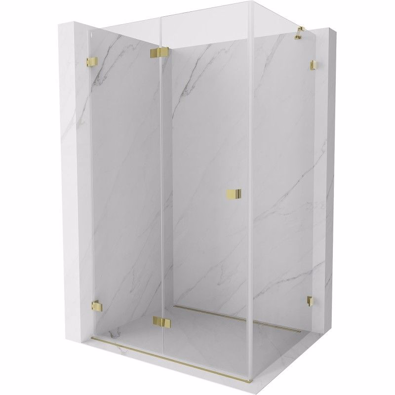 MEXEN/S - Lunar-F sprchovací kút skladacie dvere ľavá 85 x 80, transparent, zlato 836-085-080-50-00-L