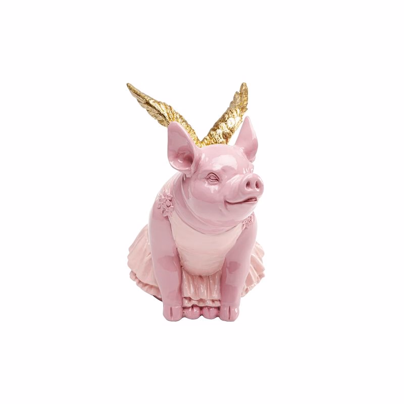 Flying Pig pokladnička 15 cm ružová
