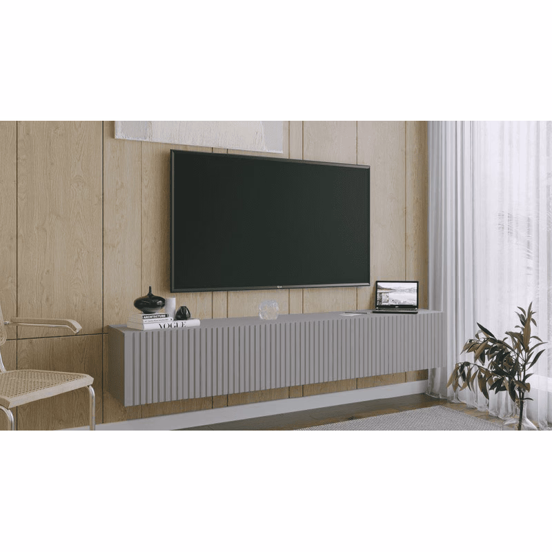 ArtExt Závesný TV stolík JOY | 200 cm Farba: Sivá (drážky)