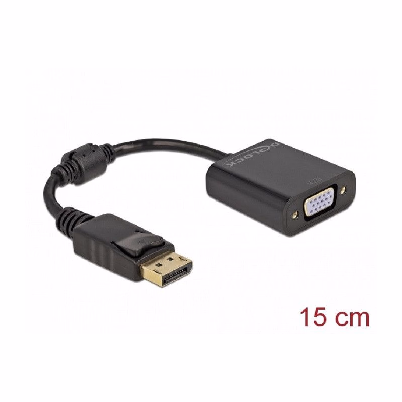 Delock Adaptér DisplayPort 1.2 samec na VGA samica pasívna čierna