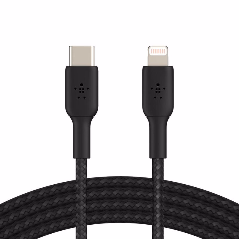 BELKIN kábel opletaný USB-C - Lightning, 1m, čierny