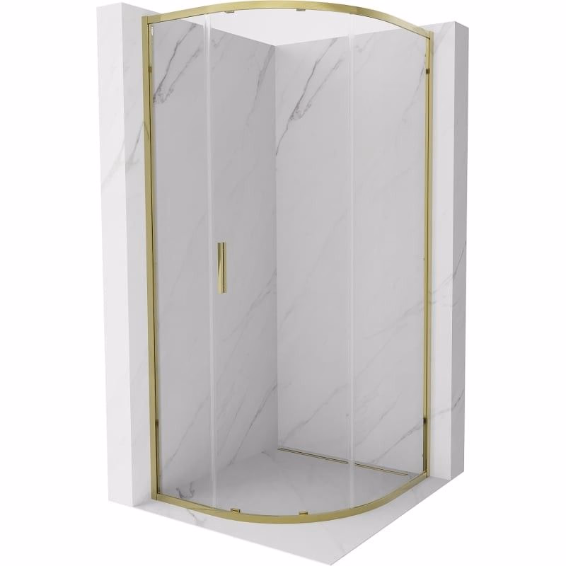 MEXEN - Exo štvrťkruhový posuvný sprchovací kút 80 x 80, transparent, zlato 8131-080-080-50-00