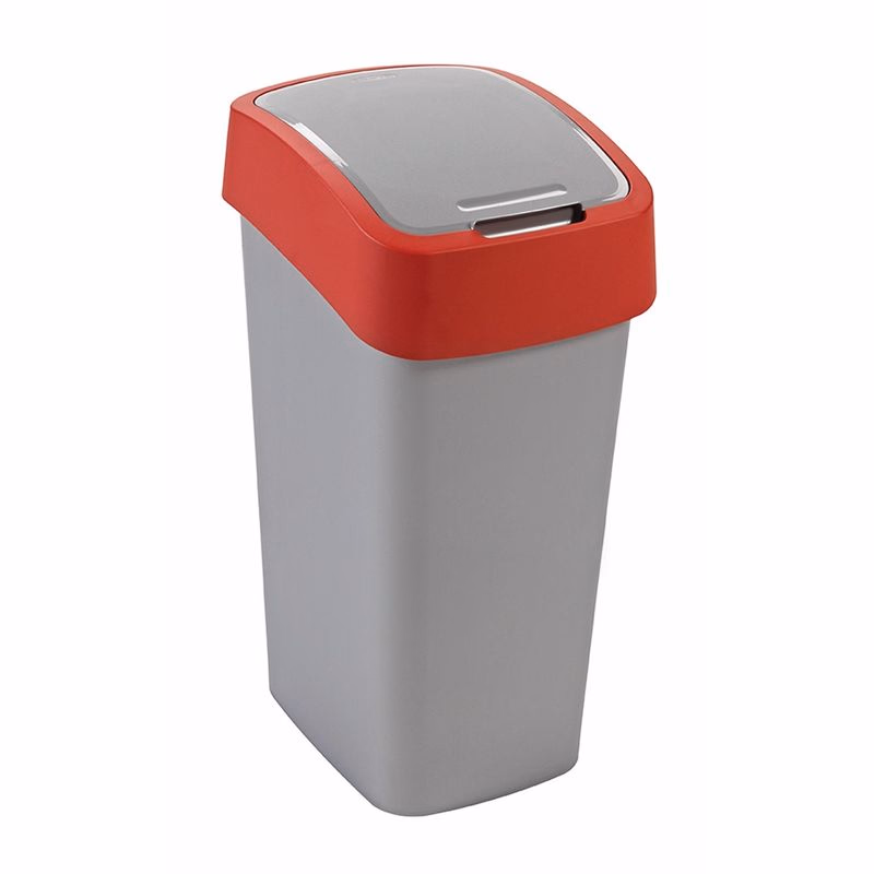 CURVER Odpadkový kôš FLIP BIN 45l | strieborná / červená