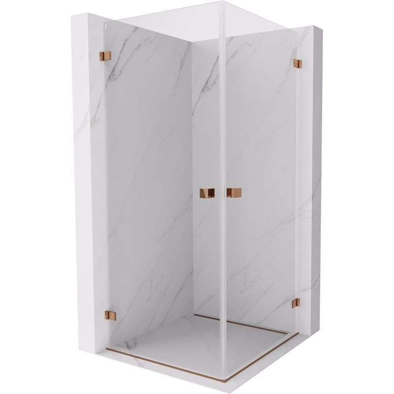 MEXEN/S - Lunar-B Duo sprchovací kút dvere krídlové 90 x 90, transparent, ružové zlato 832-090L-090P-60-00