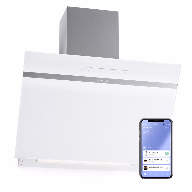 Klarstein Ava 60 Smart, digestor, 60cm, nástenný, WiFi, A++, 515 m³/h, dotykový displej