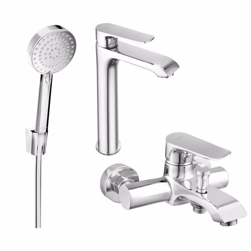 MEXEN/S - Pecos R75 Set umývadlové a vaňové batérie s príslušenstvom, chróm 72713R75-00