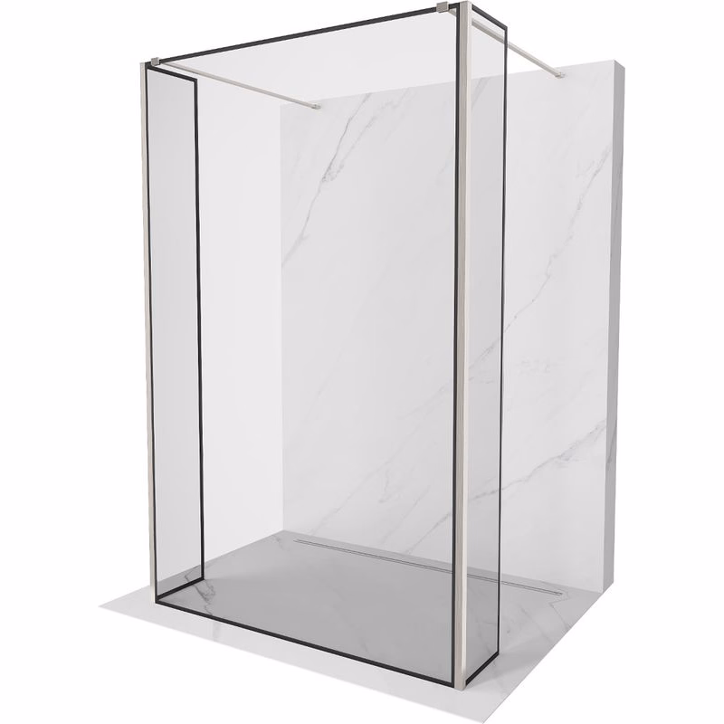 MEXEN/S - Kioto Sprchová zástena WALK-IN voľne stojaca 120 x 30 x 30, čierny vzor, nikel kartáčovaná 800-120-030-222-97-70-030