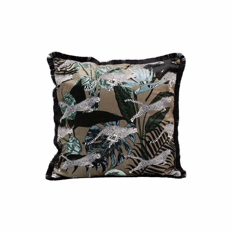 Jungle Leafs vankúš sivý 45x45 cm