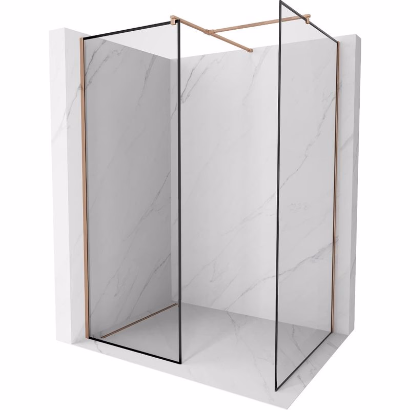 MEXEN/S - Kioto Sprchová zástena Walk-in 110 x 70, čierny vzor, ružové zlato 800-110-202-60-70-070