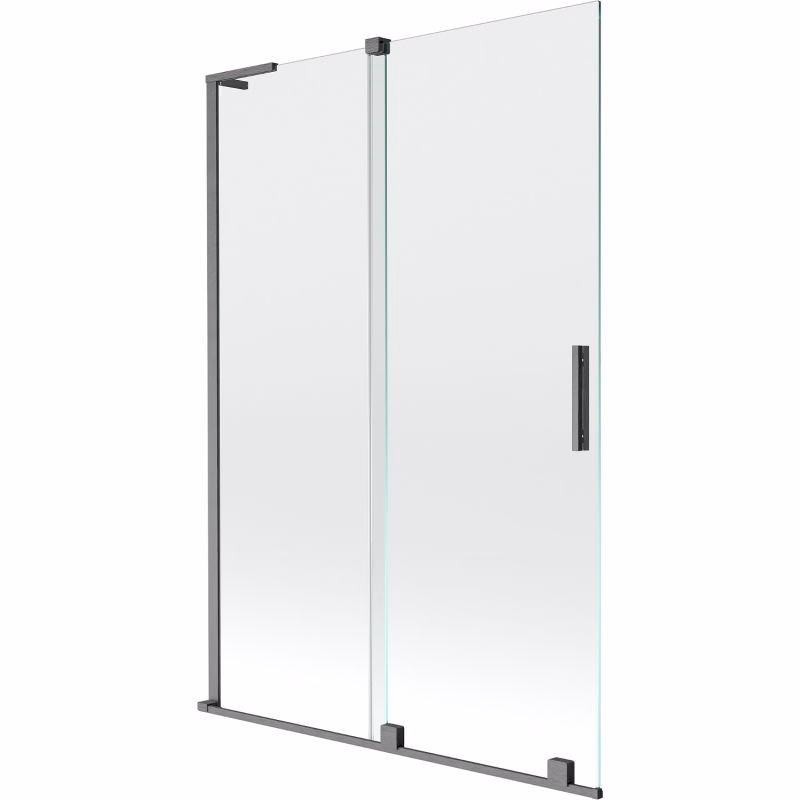 MEXEN/S - Velar L dvojkrídlová posuvná vaňová zástena 120 x 150, transparent, grafit kartáčovaná 896-120-003-01-66