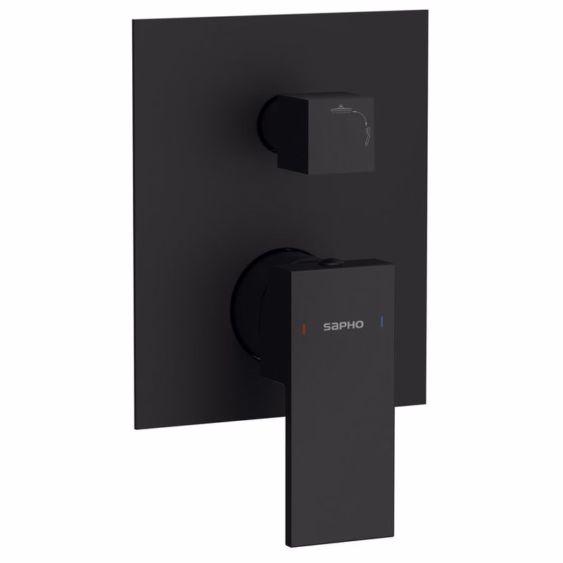 SAPHO - CUBEMIX podomietková sprchová batéria, 2 výstupy, čierna mat CM042B