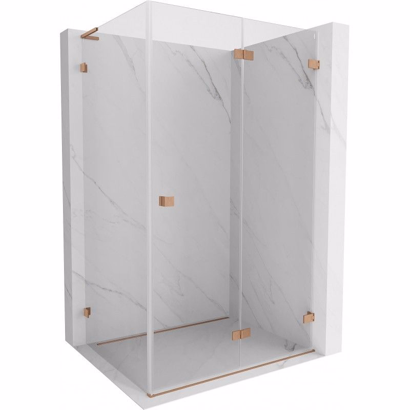 MEXEN/S - Lunar-F L sprchový kút skladacie dvere pravá 100 x 80, transparent, meď kartáčovaná 836L-100-080-65-00-P